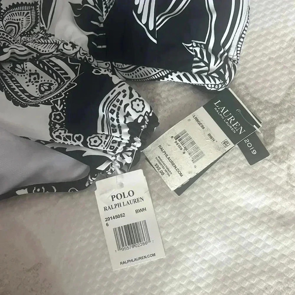 Lauren Ralph Lauren Black Graphic Floral Twist Tankini Swimsuit Sz 8 Bottom Sz 6 - Picture 9 of 9